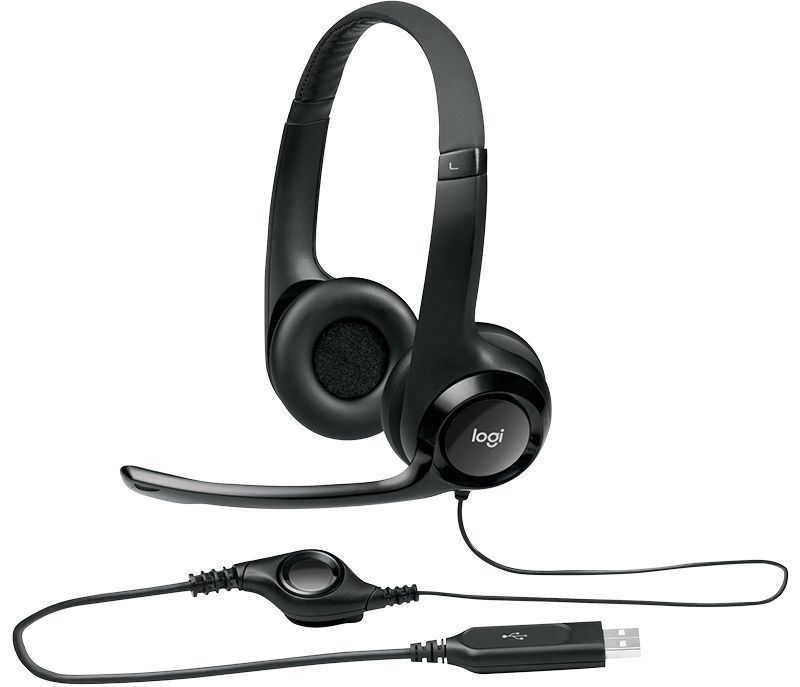 Headset Logitech H390 Áudio Digital em Couro USB Preto
