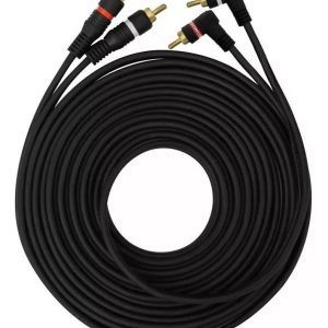 Cabo RCA Macho x RCA 90 Graus 5 Metros 4mm Profissional Cobre Blindado