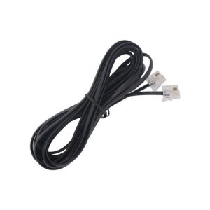 Cabo de Telefone Liso RJ11 Macho 4 Vias 2 Metros Preto para Modem e PABX