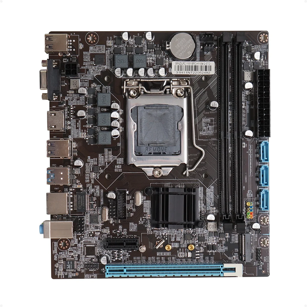 Placa Mãe BrazilPC H110 DDR4 VGA HDMI Lan Gigabit LGA 1151 6/7/8/9th M.2 Nvme BPC-H110M.2-STG