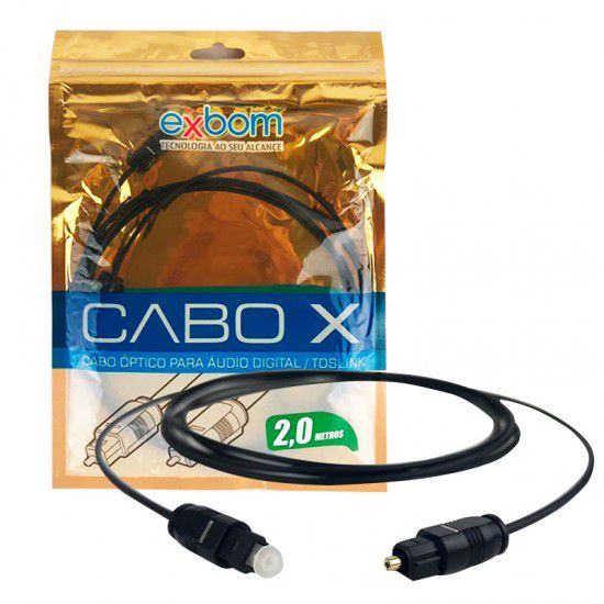 Cabo de Áudio Digital Óptico Exbom 2 Metros Conector Toslink CBX-OAG20 - Imagem 2
