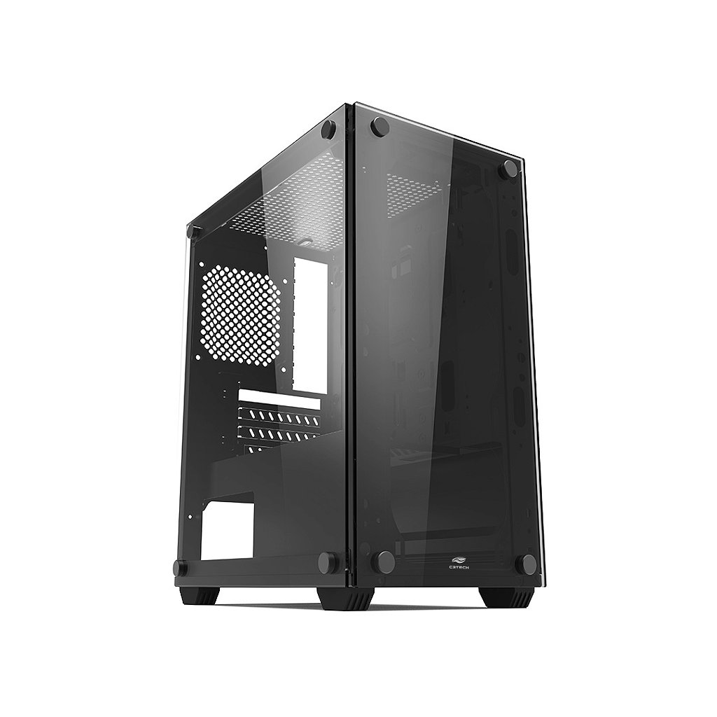 Gabinete Gamer C3 Tech MT-G110BK mATX Mid-Tower com Lateral e Frontal em Vidro Temperado USB 3.0 Preto