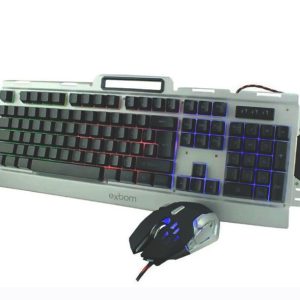 Kit Teclado e Mouse Gamer Exbom BK-G3000 Semi-mecânico USB LED Rainbow ABNT1 Construção em Metal