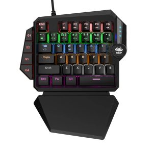 Teclado Mecânico Single Handed Knup KP-TM003 Switch Azul USB LED Rainbow com Teclas Macro