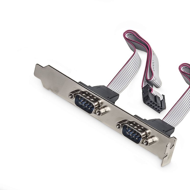 Espelho Rabicho Duplo Serial DB9 RS232 com Conector IDC 10 Pinos para Placa Mãe 30cm
