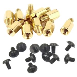 Kit 12 Parafusos e 6 Espaçadores Standoff Rosca M3 para Fixação de Placa Mãe em Gabinete PC