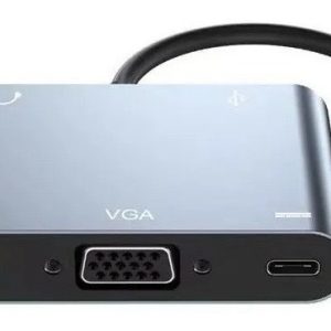 Hub Adaptador USB-C 5 em 1 Tomate MTV-617 com HDMI 4K, VGA, USB 3.0, USB-C PD e Áudio P2