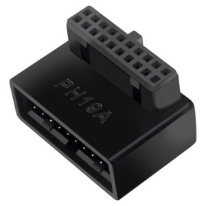 Adaptador Conector USB 3.0 Interno 19 Pinos 90 Graus para Placa Mãe - Tipo A (Ângulo Inferior)