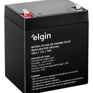Bateria Selada VRLA Elgin 12V 5AH Chumbo-Ácido Recarregável