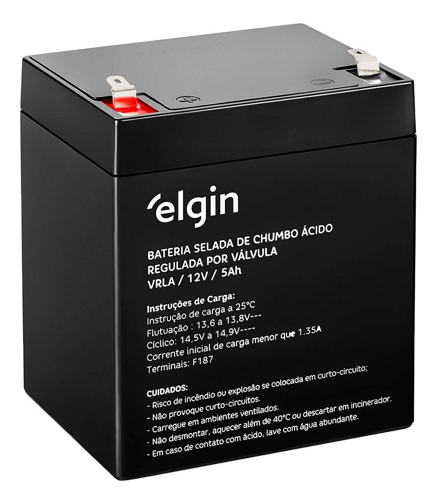 Bateria Selada VRLA Elgin 12V 5AH Chumbo-Ácido Recarregável