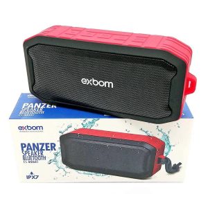 Caixa de Som Bluetooth Exbom Panzer CS-M86BT 5W à Prova d'Água IPX7 USB SD FM AUX Vermelha