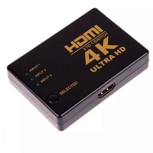 Switch HDMI 3x1 Divisor 3 Portas para 1 Saída 4K Ultra HD 3D com Controle Remoto