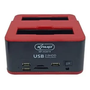 Dock Station Knup KP-HD819 USB 2.0 para 2x HD SATA 2.5 e 3.5 com Leitor de Cartão SD e TF