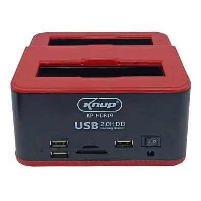 Dock Station Knup KP-HD819 USB 2.0 para 2x HD SATA 2.5 e 3.5 com Leitor de Cartão SD e TF