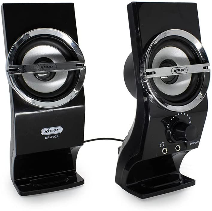 Caixa de Som Knup KP-7027 12W RMS 2.0 Alimentação USB Conexão P2 3.5mm Preta