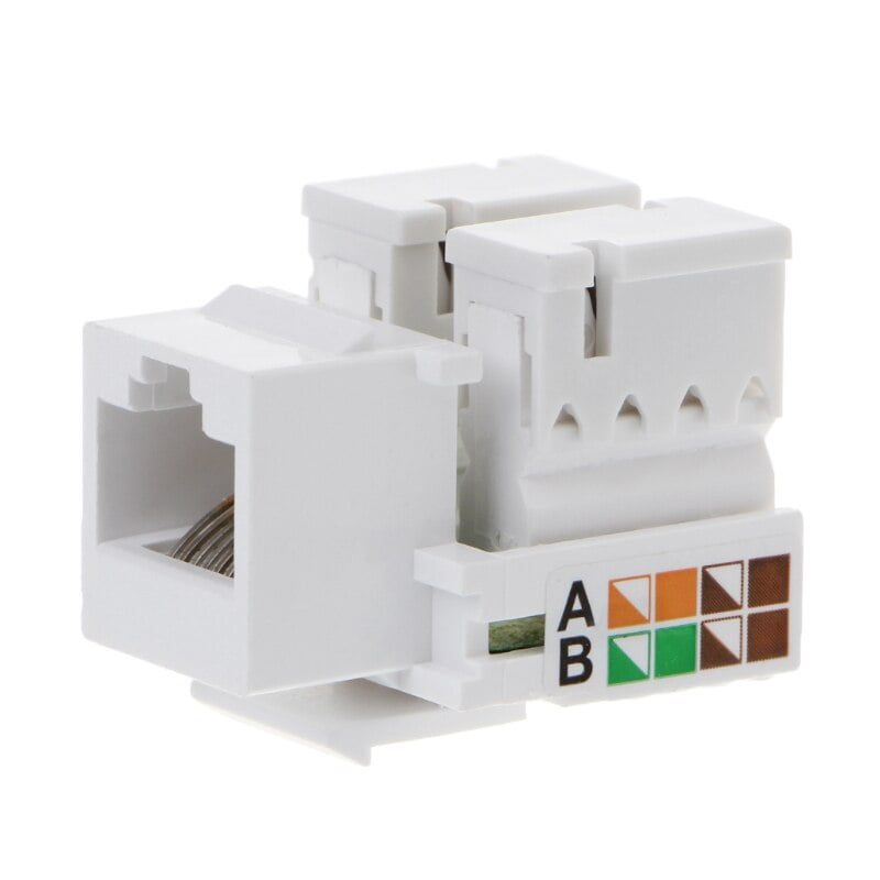 Keystone Jack RJ45 Fêmea CAT5E 8 Vias Branco Padrão 110 IDC para Cabeamento Estruturado