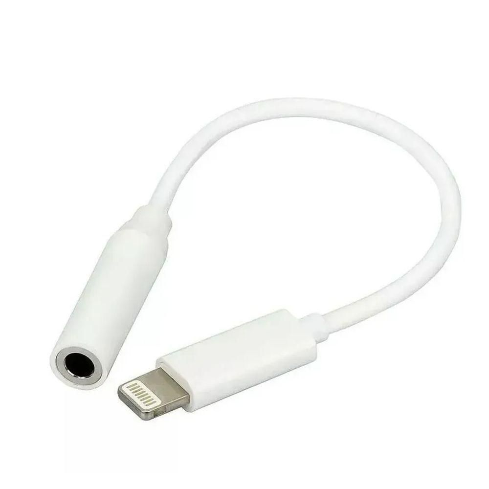 Adaptador de Áudio Lightning para Fone de Ouvido P2 3.5mm Fêmea Branco para iPhone e iPad