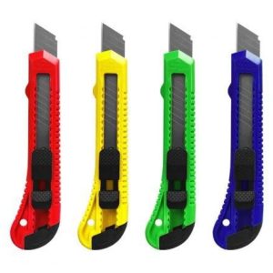 Estilete BRASFORT 18mm Retrátil com Trava de Segurança Cores Sortidas