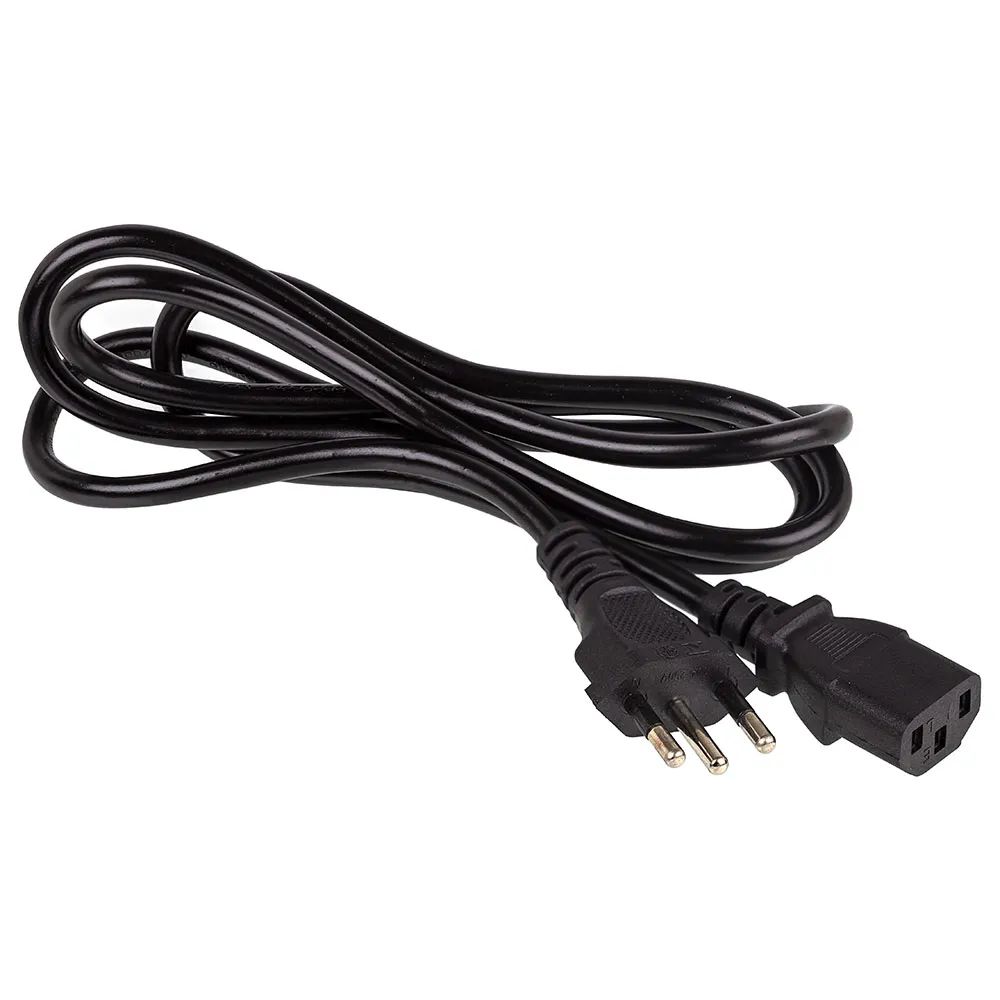 Cabo de Força Tripolar 3 Pinos Padrão Novo 3 Metros 3x0.75mm² para PC, Fonte e Monitor - NBR 14136