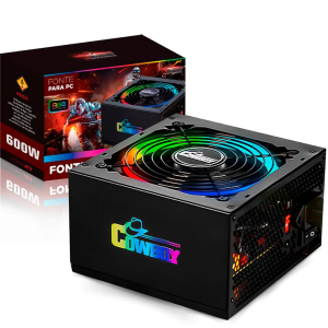 Fonte ATX 600W Cowboy KP-535GB Revenger Bivolt RGB Cooler 120mm