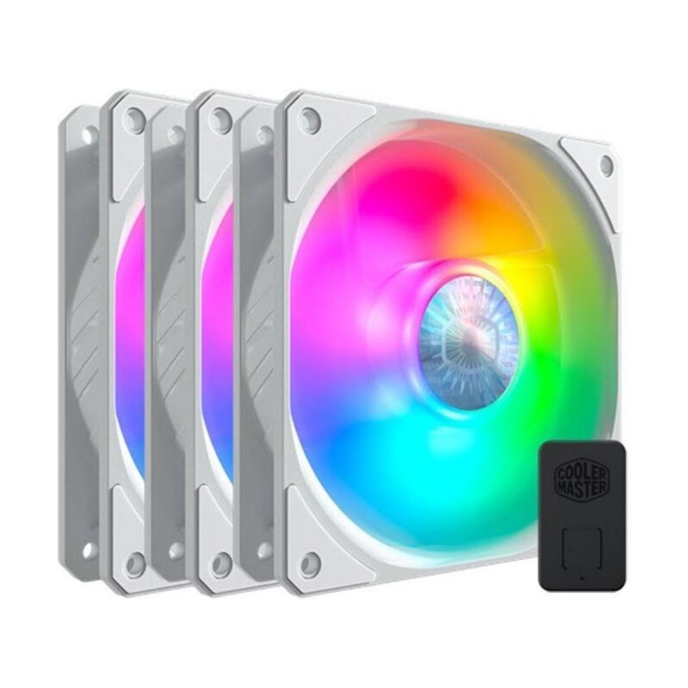 Kit 3 Fans Cooler Master SickleFlow 120 ARGB Branco 120mm com Controladora MFX-B2DW-183PA-R1