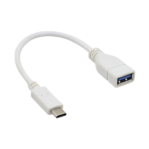Cabo Adaptador Conversor USB-C Macho para USB-A 2.0 Fêmea OTG 23cm Branco 480Mbps