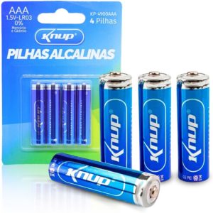 Pilha Zinco AAA Palito Knup KP-4900AAA 1.5V Cartela com 4 Unidades