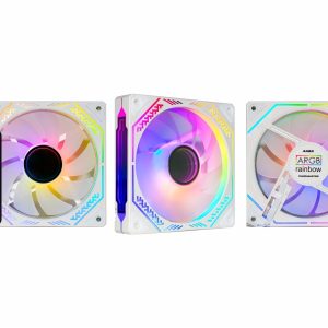 Kit 3 Fans Cooler K-Mex Infinite Space AARA WHITE 120mm ARGB Dual Ring Branco com Controladora e Controle Remoto