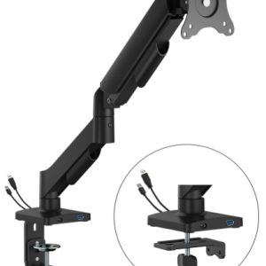 Suporte Articulado de Mesa Bluecase BSMTS01U Ergo Flexy para Monitor 17 a 32" Pistão a Gás VESA 75/100 Hub USB-A USB-C Preto