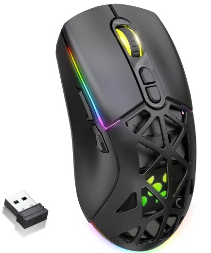 Mouse Gamer Sem Fio Fortrek Striker Air Tri-Mode 16000 DPI RGB Ultralight Preto