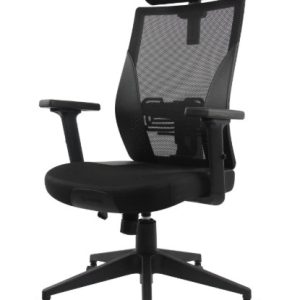 Cadeira Ergonômica Fortrek Ergo Shield Premium Preta Tela Mesh, Ajuste 2D, Reclinável, Pistão Classe 3, Suporta 120kg