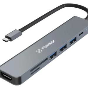 Hub USB-C 7 em 1 Fortrek DC75 Adaptador Multiportas Tipo C para Notebook e Desktop, Expansão de Conectividade