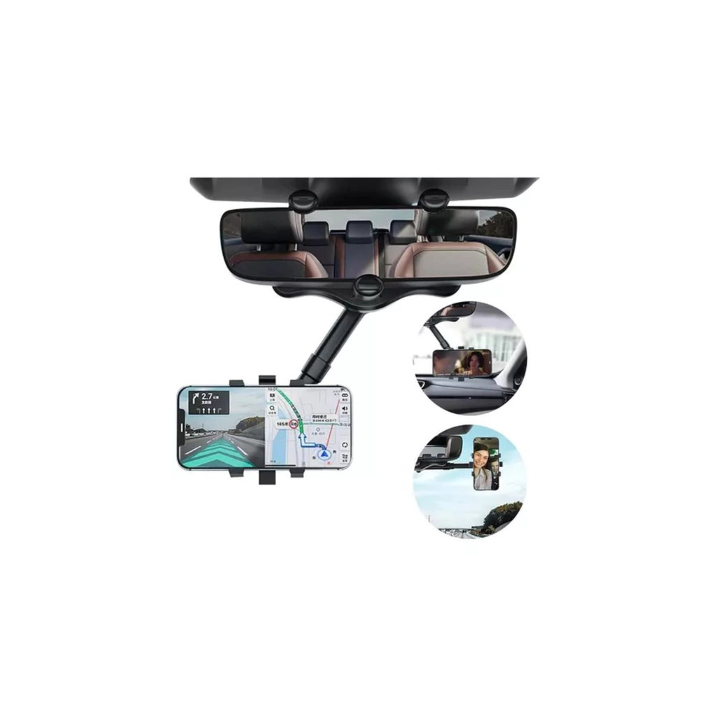 Suporte Veicular para Celular Oberon OR-SP08 para Retrovisor Interno com Rotação 360° para Telas de 3.5 a 6.0 Polegadas - Imagem 2