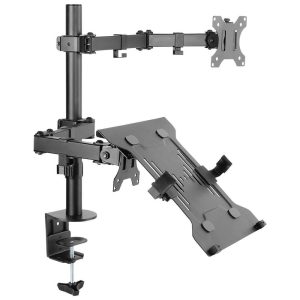 Suporte Híbrido Articulado PCYes PLMSMN1A para Monitor e Notebook de 13 a 32 polegadas com Rotação 360° e Ajuste de Altura