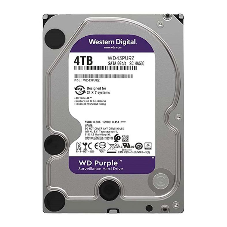 HD Purple 4TB SATA Cache 256GB 5400RPM WD43PURZ Surveillance Western Digital
